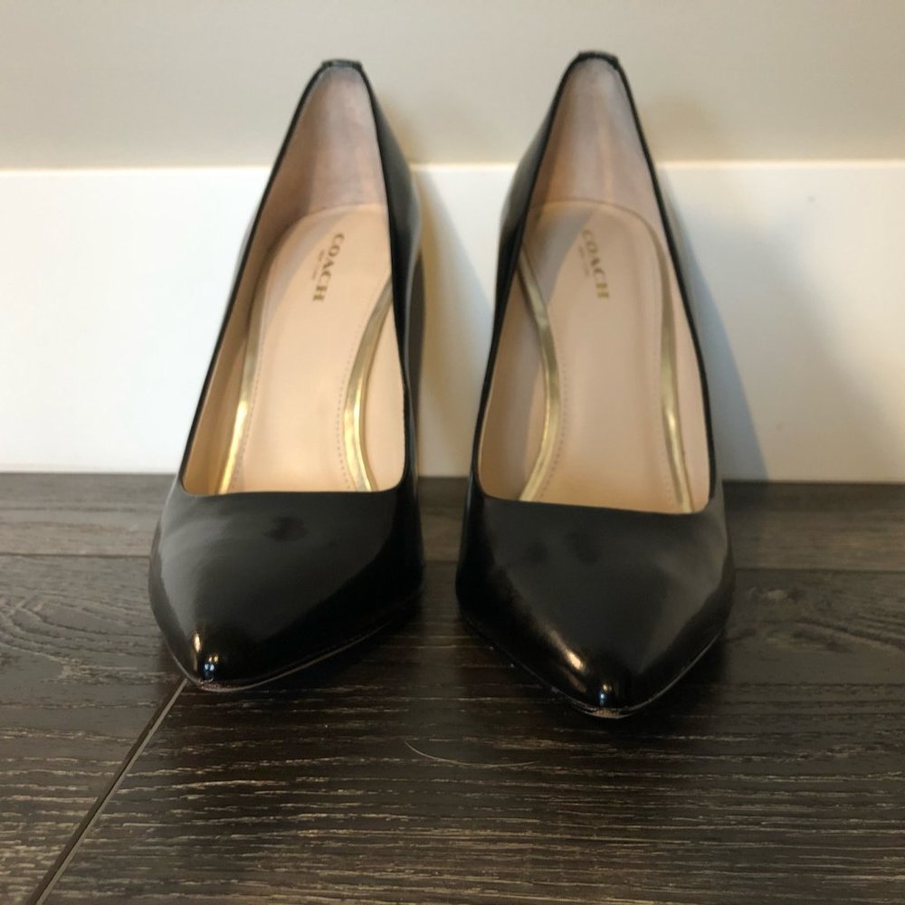 Coach Classic Black Leather Pointed Toe Heels Pumps Size US 8.5 - Picture 10 of 10